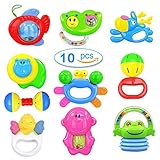 kemuse 10 Baby Rattles Teether、ボールShaker、Grab and Spin Rattle、ミュージカルおもちゃギフトセットforベビー乳児、新生児