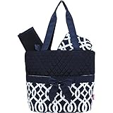 Vine Pattern Print Quilted 3pc Diaper Bag (Navy) by NGIL [並行輸入品]