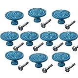 CSKB Blue 10PCS Retro Simple Style Round Door Knob Zinc Alloy Shower Bath Door Handle Pull Knobs for