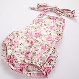 macaroni（マカロニ） ベビー 女の子 うしろ姿も カワイイ フリフリ ブルマ ローズプリント ワンピースタイプ (1　10-12month)