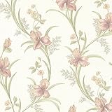 Brewster 2532-20469 Misty Lily Trail Wallpaper, Rose [並行輸入品]