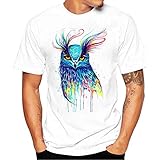 Tシャツ BOBOGOJP メンズ 服 おしゃれ 半袖 丸首 おもしろい フクロウ柄 サボテン柄 カジュアル 男の子 白tシャツ おおきいサイズ 薄手 トップス 春夏秋着 男性 プレゼント 誕生日用 