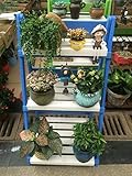 フラワースタンド ソリッドウッドフラワースタンド屋内と屋外のバルコニーリビングルームフラワーポットラックブルーマルチレイヤー Flower racks (色 : B)