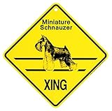 MINIATURE SCHNAUZER XING サインボード：ミニチュアシュナウザー 横断 注意 看板 [並行輸入品]