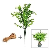 ATPWONZ 4 Pcs Artificial Eucalyptus with Retro Rope 10 Fake Bushes Leave Shrubs for Home Garden Deco