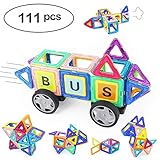 磁気ブロック、angelabasics 111 Piece Magnetic Building Set教育玩具ベビー/キッズwithストレージバッグ