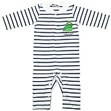 2017年 春物 はらぺこあおむし 天竺 ボーダーロンパース カバーオール THE WORLD OF ERIC CARLE ブルー◇70cm