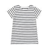 ガールズ ワンピース ボーダー ドレス 女の子 半袖 Aラインスカート 子供服 ベビー キッズ 女の子用 シンプル (92cm)