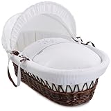 Clair de Lune Stardust Dark Wicker Moses Basket (White)