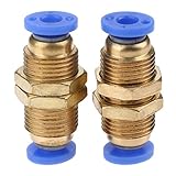 2個入り バルクヘッド継手 コネクタ 空気圧 プッシュイン式継手 4mm