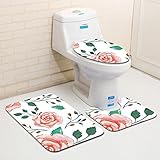 バスマットマットセット3ペディスタルバスマットとトイレカバー花のパターンのセット ( Color : 7 )
