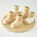 (ヘラサ)Herasa　ベビーソックス　かわいい　靴下　赤ちゃん靴下　男の子 女の子　出産お祝い 　贈り物　5足セット　 (SS, カーキ)