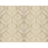York Wallcoverings GX8163 Passport Stria Damask Wallpaper, Chocolate Brown/Tan/Wheat Gold/Off-White/