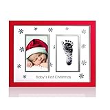 Pearhead Babyprints Handprint or Footprint Christmas Frame with Clean Touch Ink Pad, Red by Pearhead