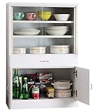 食器棚 IS-602 ホワイト/ホワイト ミニ スリム 引き戸 幅60 ガラス S1