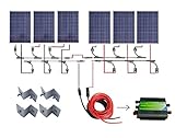 ECO-worthy 24V 600W ソーラーキット: 6個 100W ソーラーパネル + 45A PWM チャージャーコントローラー + ソーラー配線+ MC4 コネクター + 取付金具 オフーグ