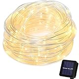 10m/100LED イルミネーションライト ストリングライト ロープライト ソーラーLED飾り ガーデンライト チューブライト 8種類の点滅モデル ポータブル 結婚式、学園祭、誕生会、ハロウィーン、