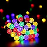 ソーラー 防雨防水型 カラー ダイヤ形のボール 電飾 イルミネーション LED 7m 50球 8点滅モード クリスマス ガーデン ライト 新年 飾り付け