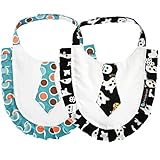 (ラボーグ)La vogue ベビービブ よだれかけ スタイ女の子 男の子 6カ月-2歳の子供 キッズ 防水ビブ 2枚セット かわいいイギリス風 ブルー 黒色