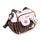 ARAUS メッセンジャーバッグ　ミイラバッグ　マザーズバッグ　斜めかけバッグ　多機能　大容量　帆布　手持ち　肩掛け　赤ちゃん　子供　ママ　レディース かわいい (ピンク)