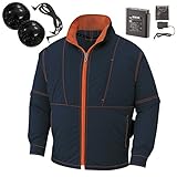 空調服 2017年新商品 空調風神服 袖取り外し長袖ブルゾン(半袖)（空調服社バッテリー＋ファン）≪099‐KU91623≫ (4L, 3-ネイビー)
