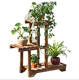 木製植物フラワーディスプレイスタンド木製ポットシェルフストレージラック屋外屋内マルチ階建てポットホルダー66 * 55cm