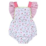 新生児の女の子 綿100％ 袖無し バックレス 動物柄 夏のロンパース カバーオール (18-24ヶ月, 白)