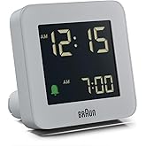 Braun Digital Travel Alarm Clock with Snooze, Compact Size, Negative LCD Display, Quick Set, Crescendo Beep Alarm in Black, model BC08B (2Pack): Home Décor