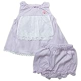 《初夏盛夏対応》(日本製) Pample Mousse(パンプルムース) 天竺ドット柄レースエプロン風ミルキースーツ 70cm /PP NO.DP-72455