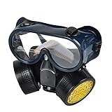 Idealhere 防毒マスクセット　呼吸マスク＋ゴーグル＋活性炭フィルター　 火山灰、ガソリン、農薬、アセトン、二硫化炭素