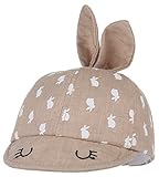 (ラボーグ)La Vogue 帽子 ベビーキャップ キッズ ハンチング 鳥打帽 子供 日よけ帽 耳付き 兎 可愛い 赤ちゃん 女の子 男の子 つば広ハット 紫外線 カーキ色