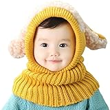 （ホララ）Horara ニット帽 ベビー キッズ ヒツジ耳 ボアつき 女の子 男の子（イエロー、フリー）