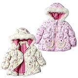 ベビー服 女の子 アウター フルジップ ジャケット 中綿 撥水加工 ファスナーガード 小花柄 ファー装飾 レース 女児 ベビー (2.ピンク/80cm)