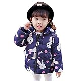 YY-Natuhi 子供服 女の子 中綿ジャケット 綿服 かわいい ウサギ ダウンジャケット 中綿コート フード付き 秋冬 キッズ ベビー服 ガールズ 保温防寒 80~120cm 通園 ボンボン (1