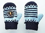 キッズふわもこミトン手袋　働く乗り物シリーズ　ロケット　ボーダー柄 ネイビー