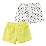 (ニッセン) nissen キッズ ストレッチ ツイル ショートパンツ ２枚組 イエロー ＋ オフホワイト系 （ 水玉 ） 身長 110 cm