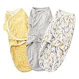 スワドルミー ベビー おくるみ 3枚セット S/M コットン (サイズ：S/M (0-3m)、カラー：Grey Yellow Safari) swaddle me [並行輸入品]
