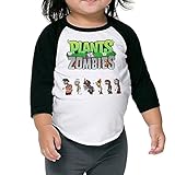 面白い ボーイとガール プラント Vs. ゾンビ Ｔシャツ 100%棉 Black Size 3 Toddler