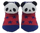 ツイン ベビーソックス パンダマスコット付 11cm - 13cm 星柄 レッド