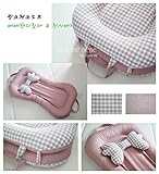 エルドベベポータブルベビーベッド、おむつ交換マット新生児枕（海外直送品） (Pink Check Dot)