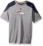 NFL Denver Broncos Boys Youth「ガンマ」半袖パフォーマンスTシャツ、スチールグレー, Large ( 1416 )