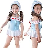 「楽々セレクトショップ」2018年新発売　ベビー水着　女の子　キャップ付き 花柄　セパレート　女児　90～130cm　日焼け防止 超可愛い　伸縮性　海辺 温泉 お誕生日プレゼント　出産お祝い 幼稚園用