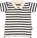 Anna Nicola(アンナニコラ) ベビー用半袖ポロシャツ ボーダー柄 (80cm, オフホワイト×ネイビー)