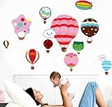 bibitime Multicoloredホットエアバルーン壁ステッカースマイルクラウドデカール保育園子供ルーム装飾ベビーベッドルームDIYホームビニール引用アート壁画