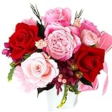 Azurosa(アズローザ) プリザーブドフラワー グラデーション八重咲オールドローズ、バラ5輪 アジサイ ソープフラワー3輪