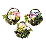 Cypressホームスプリングフローラルミニ人工フラワーバスケット、3のセット