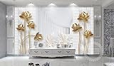 Sproud カスタム 3D 写真の壁の壁画を壁の 3D 写真の壁画壁紙の Golden Lotus スワン壁紙ルーム 400 Cmx 280 Cm の生活のために