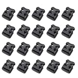 seasta 紐/コードストッパー 黒色 【 穴径 4mm 高さ 18mm 四角 長穴付き 2つ穴 横型 】 20個