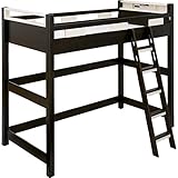 ロフトベッド 木製 クレイユロフト2 ハイタイプ180cm 静止物耐荷重300kg 低ホルムアルデヒド塗装 コンセント 宮棚 LED照明 天然木ラバーウッド材 シングル (ブラウン×ベージュ)