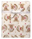 Baby Sock Monkey Ultra Plush Blanket Beige by Baby Starters